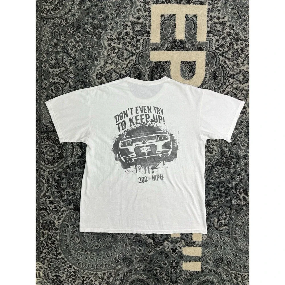 Vintage 2000s Mustang Don’t Even Try To Keep Up Xl White Shirt